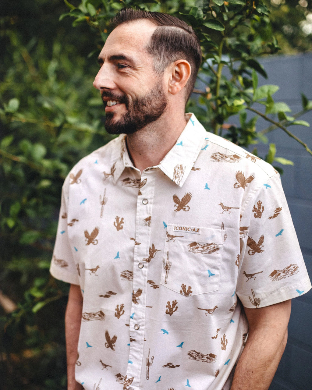 TOPS-SS BUTTON-ICONIC ARIZONA-Soaring Arizona Snap Shirt-CREAM
