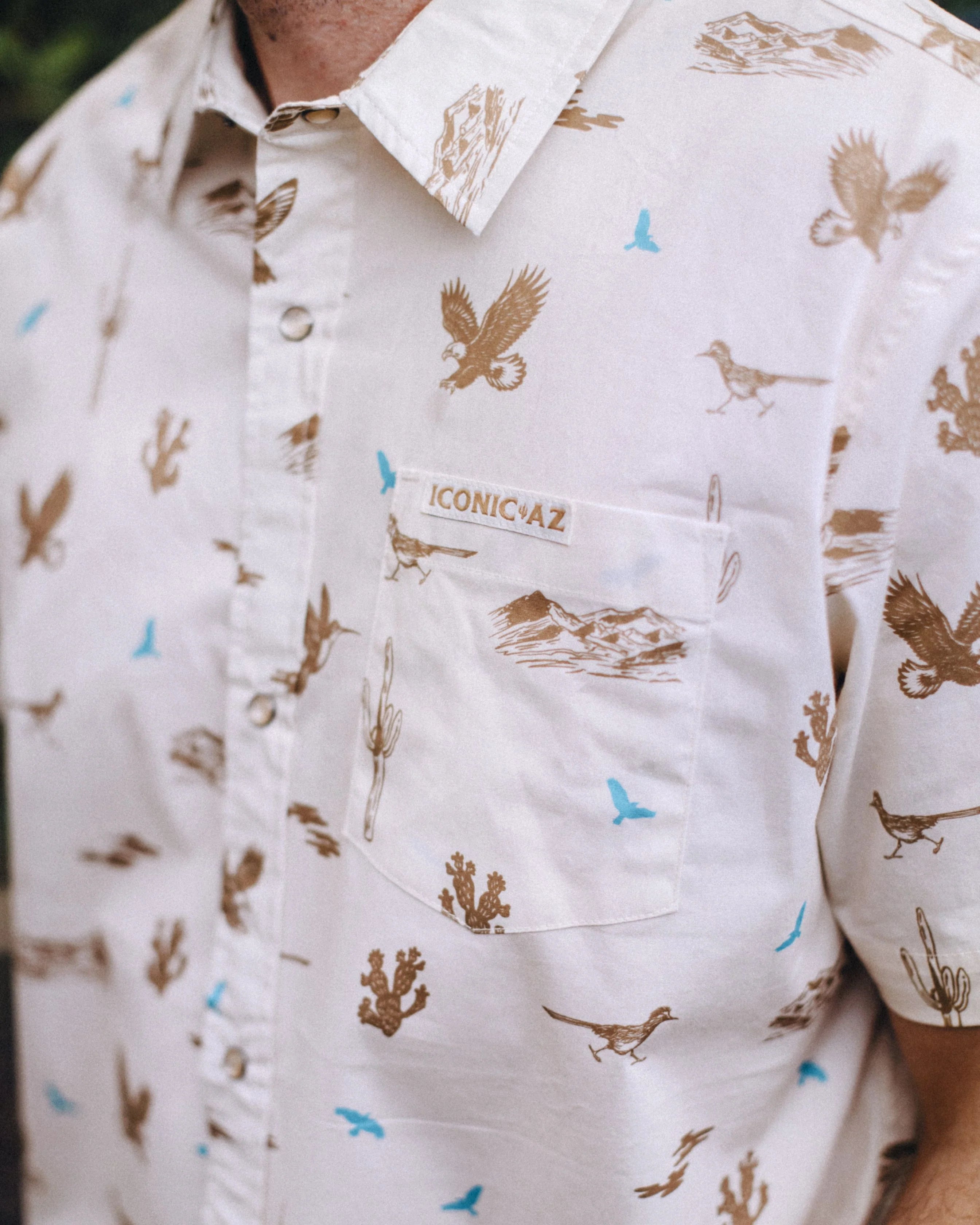 TOPS-SS BUTTON-ICONIC ARIZONA-Soaring Arizona Snap Shirt-CREAM