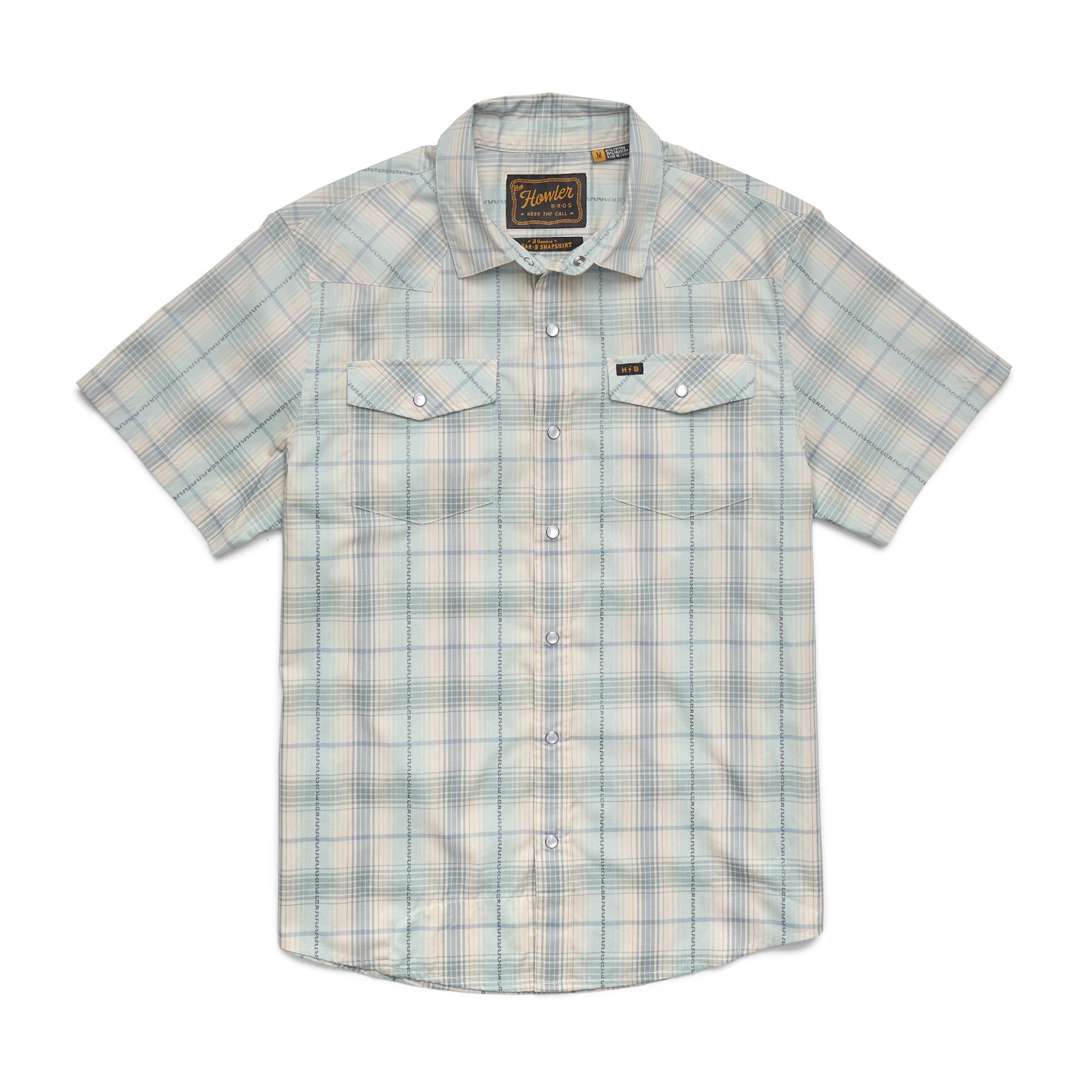 TOPS-SS BUTTON-HOWLER BROS-122226S-PRA-Prairie Plaid : Seafoam