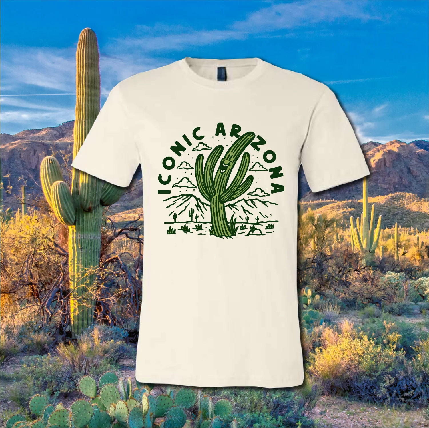T-SHIRTS-SS- ICONIC ARIZONA-Rise and Shine -WHITE
