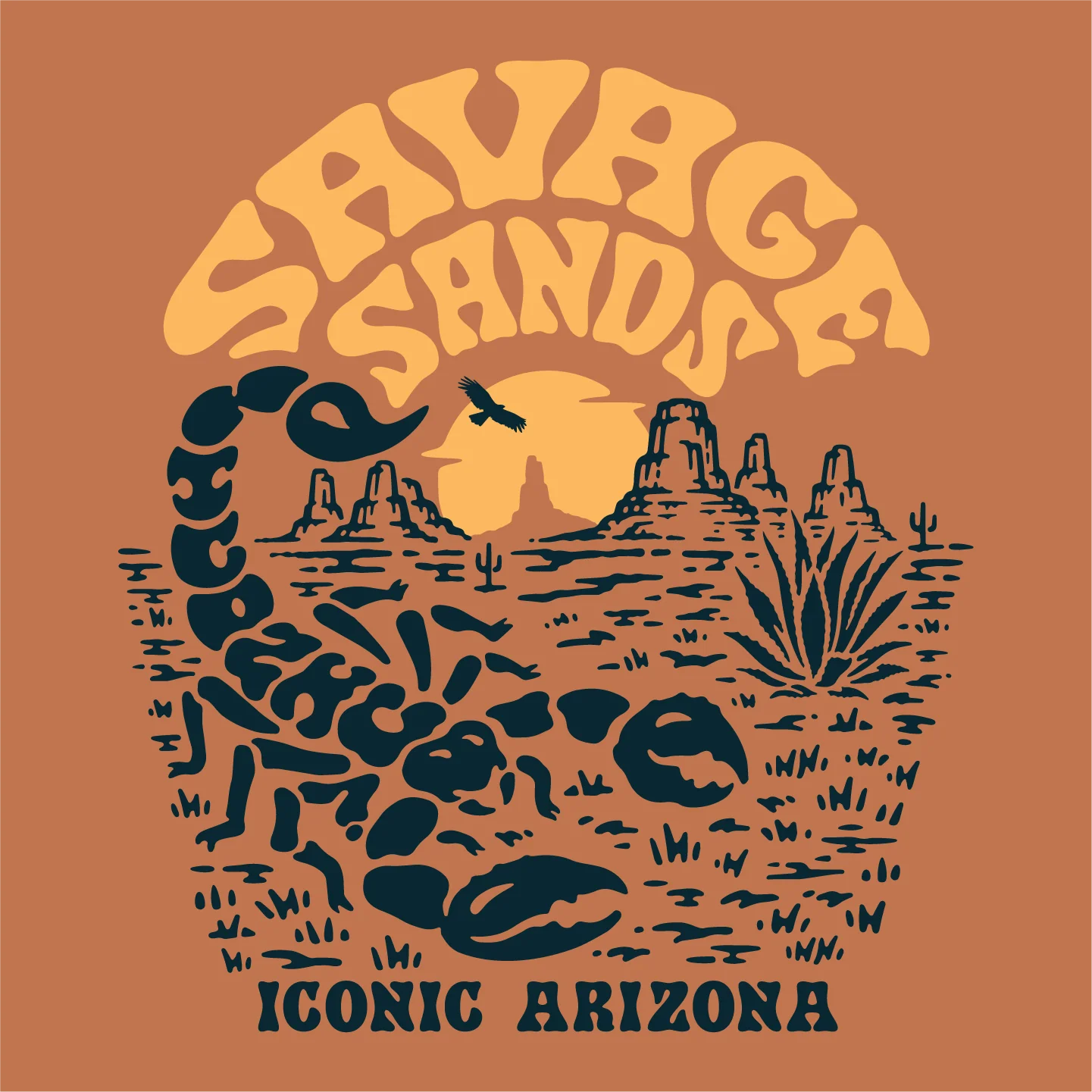 T-SHIRTS-SS- ICONIC ARIZONA-Savage Sands -BROWN
