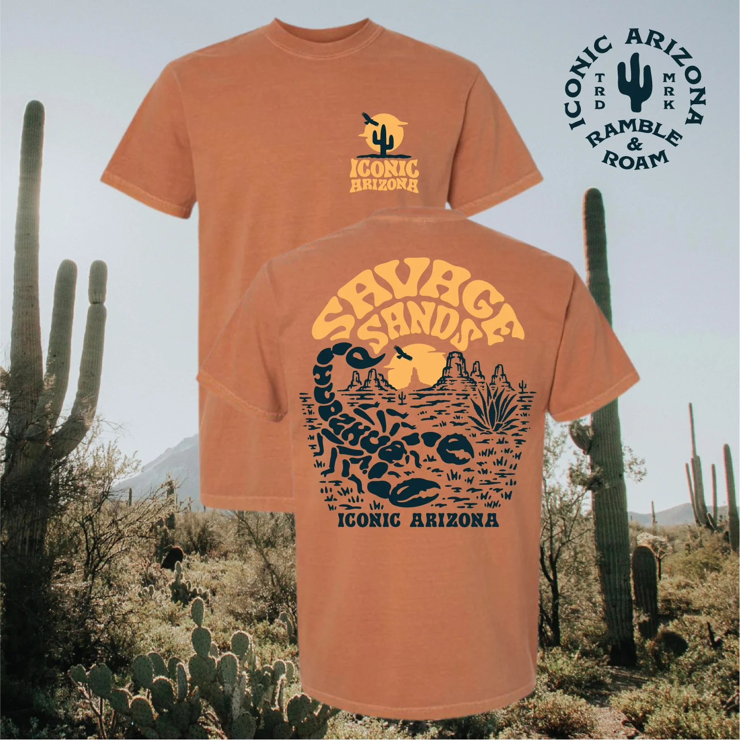 T-SHIRTS-SS- ICONIC ARIZONA-Savage Sands -BROWN