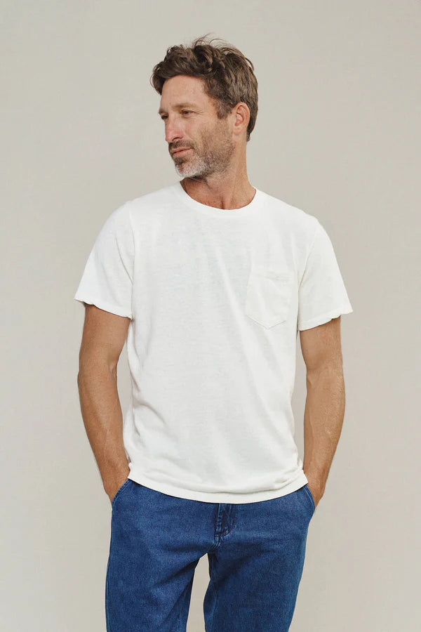 T-SHIRT-SS  -JUNGMAVEN-BAJA POCKET-WASHED WHITE