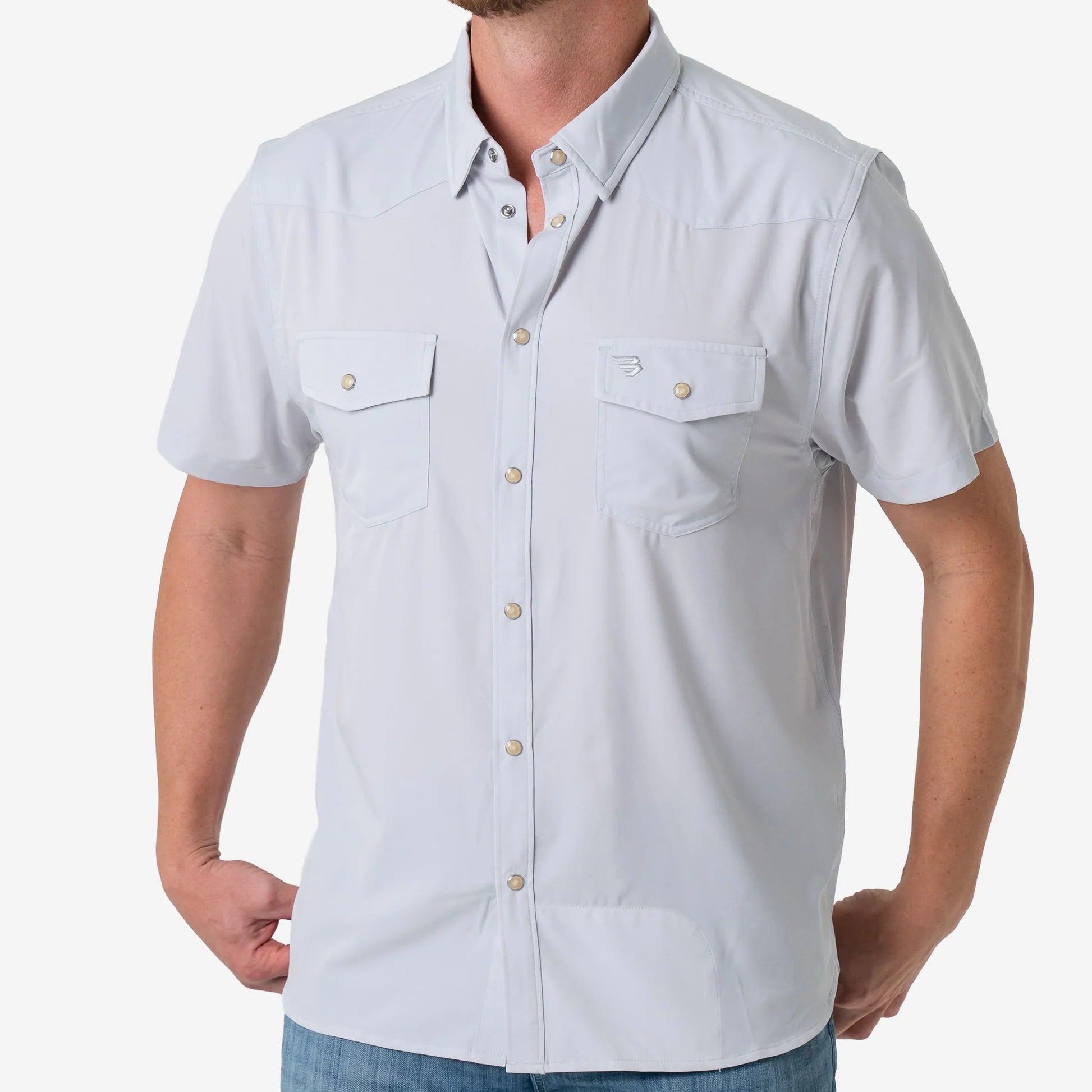 TOPS-BUTTON UP-BURLEBO-PWS-LG-LIGHT GREY