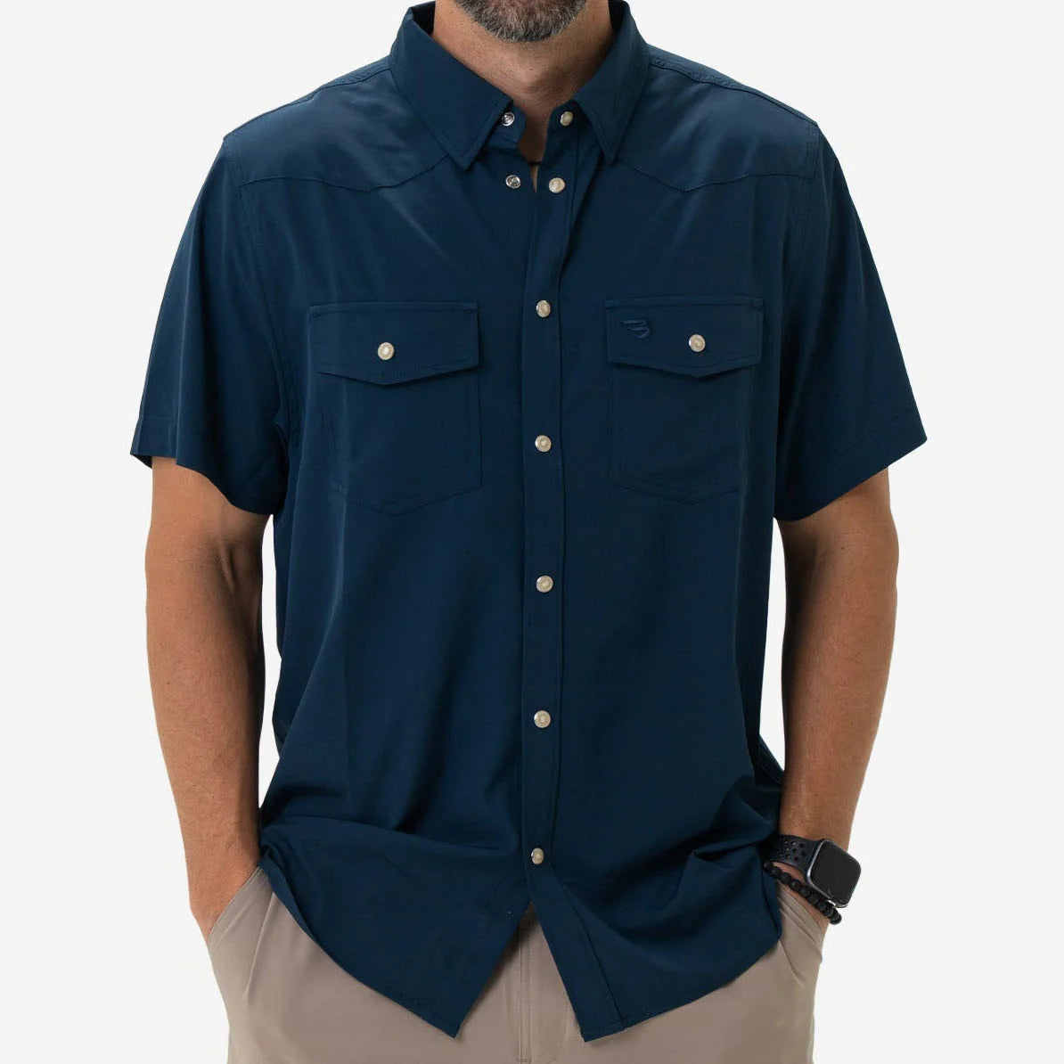 TOPS-BUTTON UP-BURLEBO-PWS-NVY-NAVY
