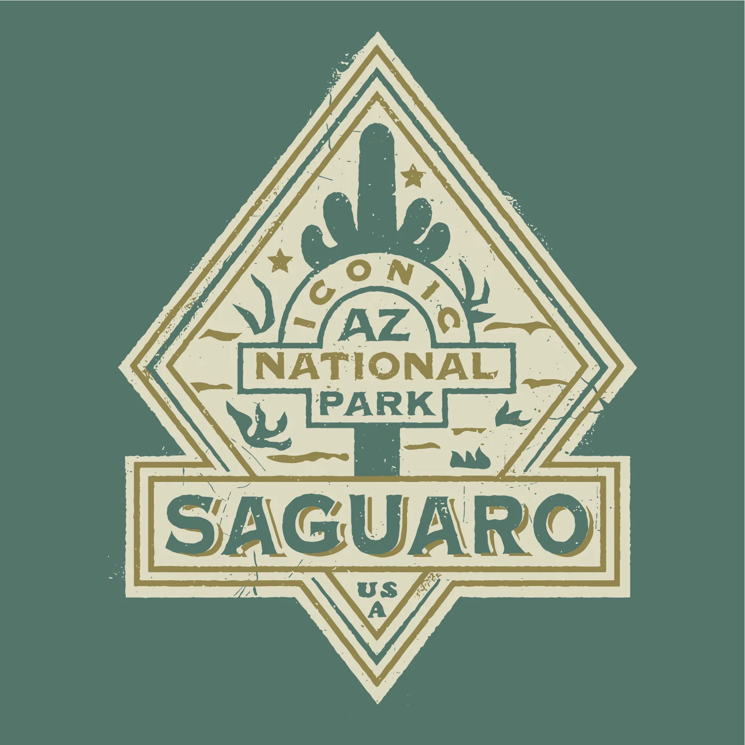 T-SHIRTS-SS-ICONIC ARIZONA-Saguaro NP-GREEN