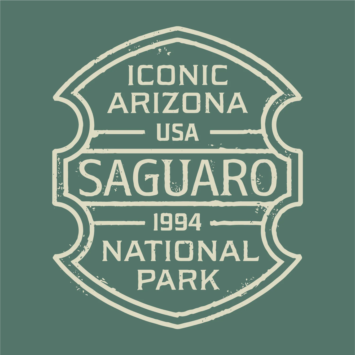 T-SHIRTS-SS-ICONIC ARIZONA-Saguaro NP-GREEN