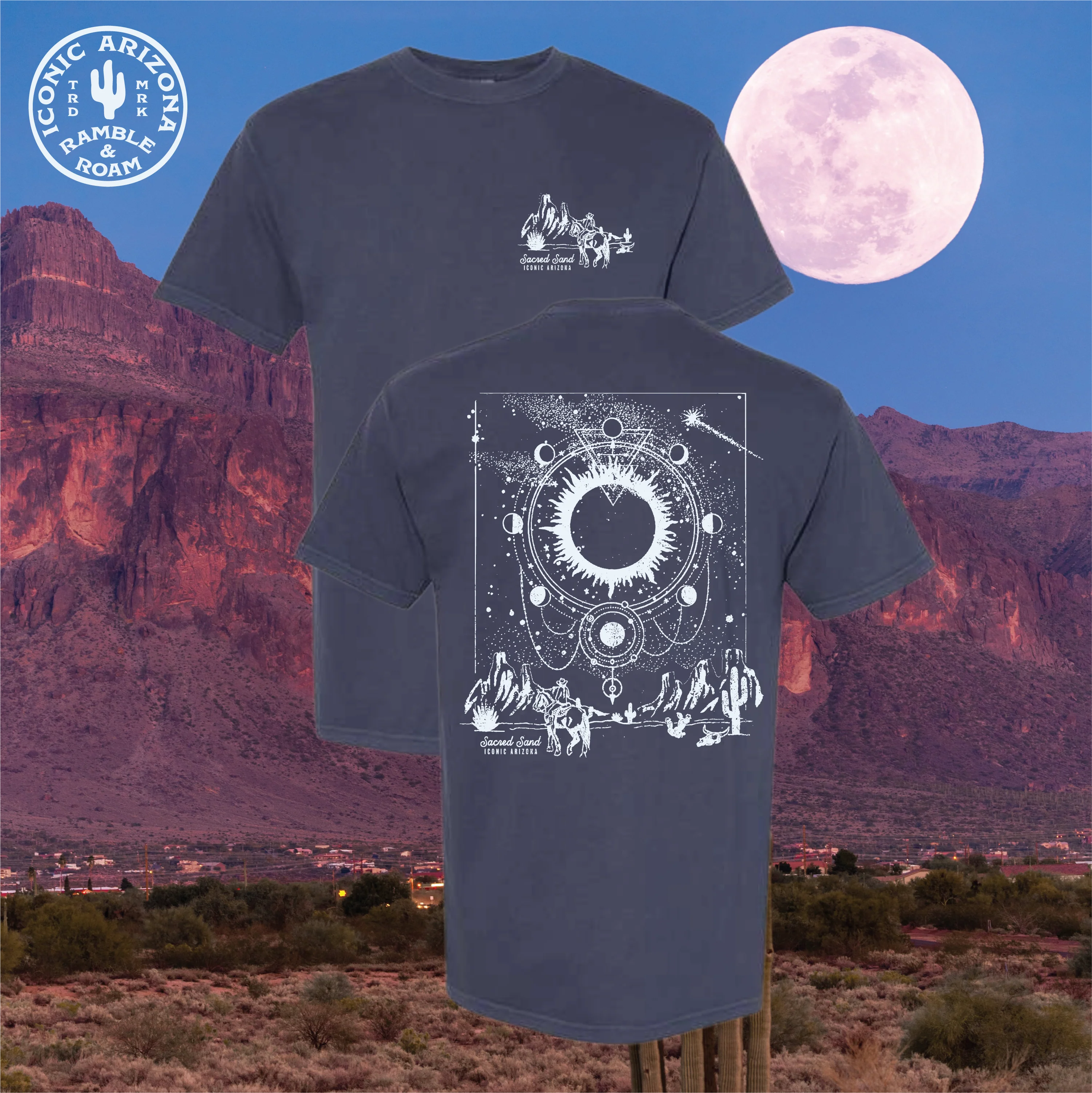 T-SHIRT-SS-ICONIC ARIZONA-SACRED SAND-NAVY
