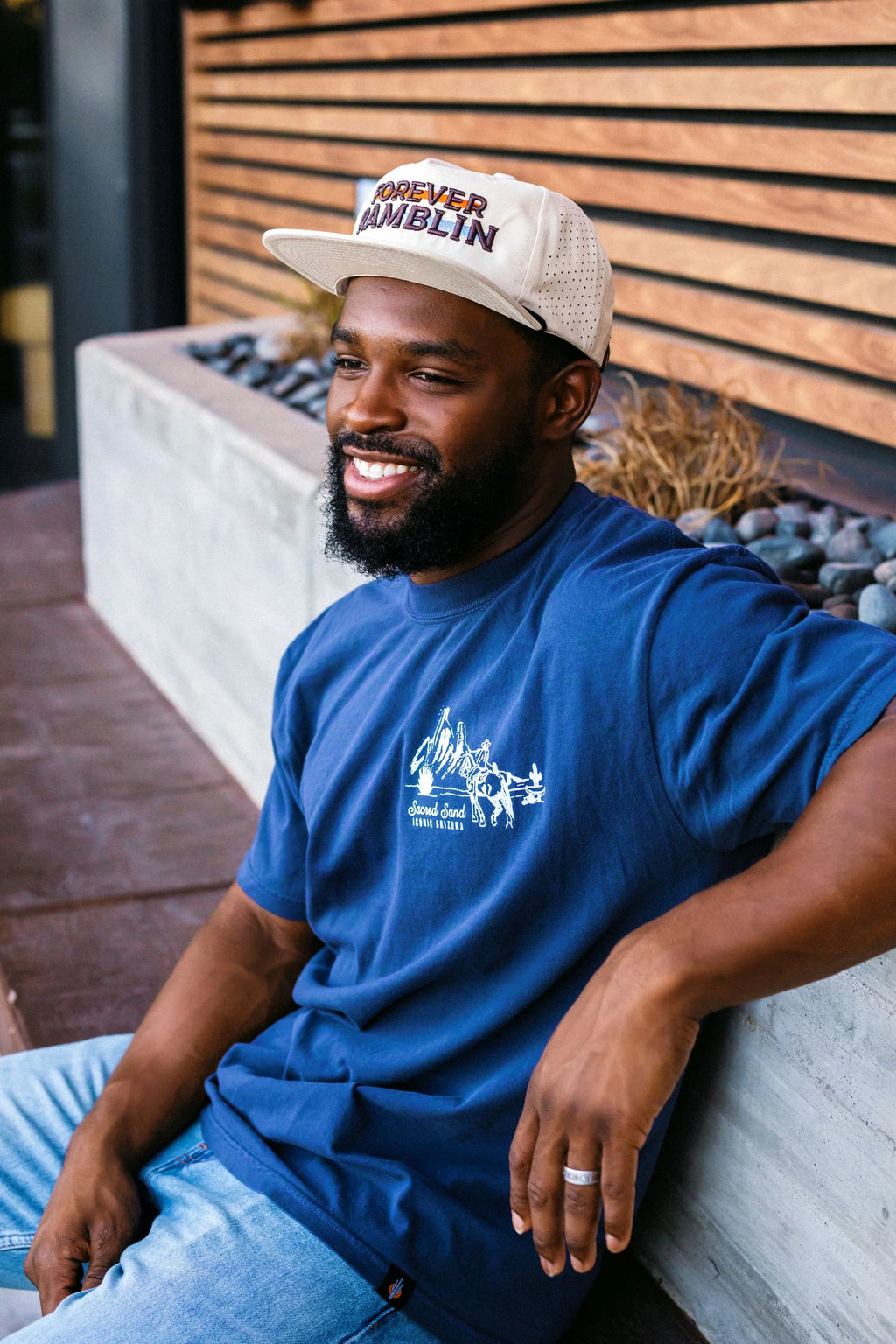 T-SHIRT-SS-ICONIC ARIZONA-SACRED SAND-NAVY