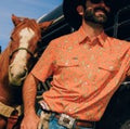 PONCHO-The Bisbee-Orange Retro Diamond Print