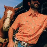 PONCHO-The Bisbee-Orange Retro Diamond Print
