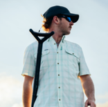 PONCHO-The Drowned Cays-Teal and Tan Plaid
