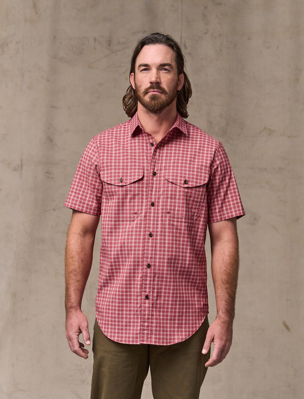 TOPS-SS BUTTON-FILSON-20277947-brick / cream plaid
