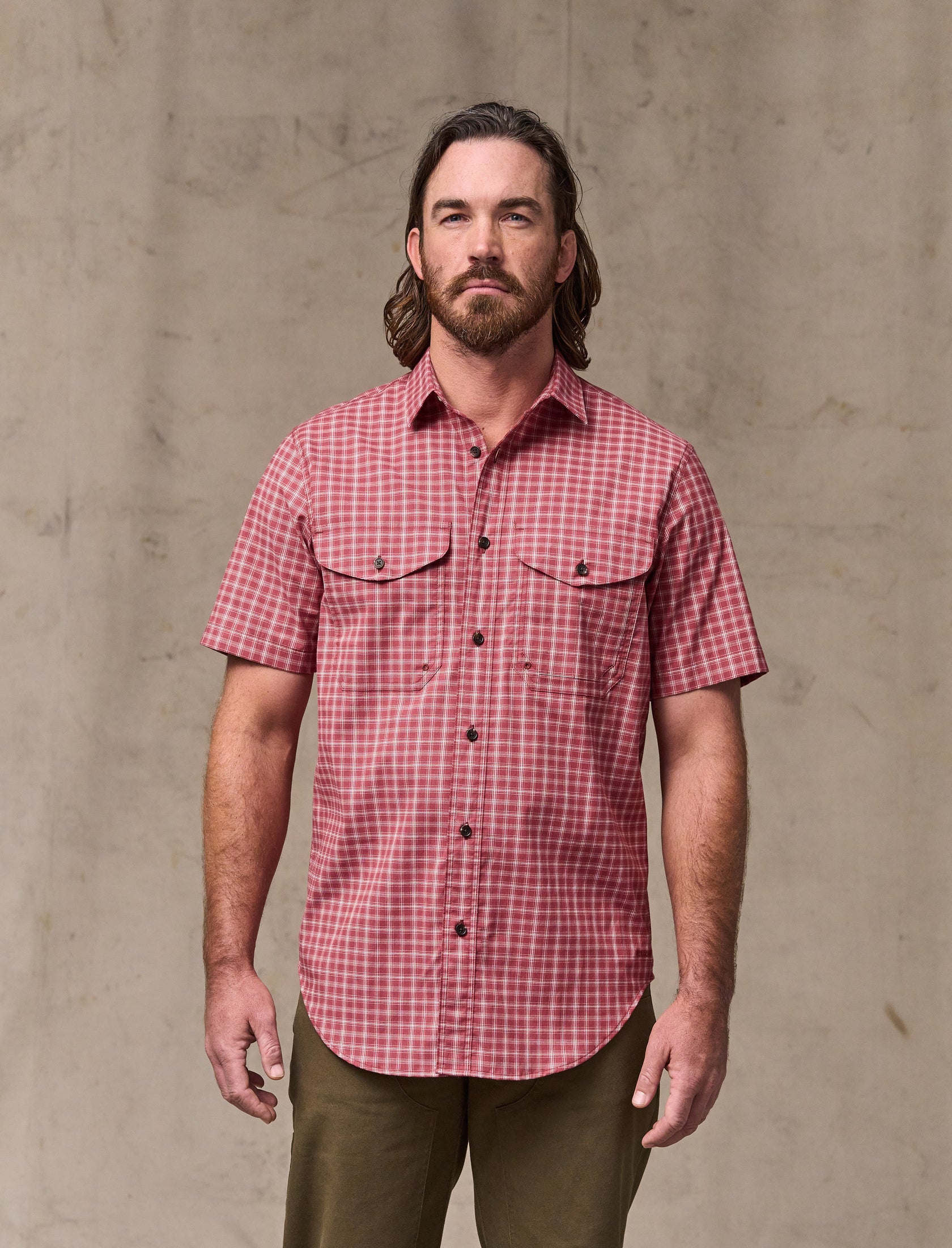 TOPS-SS BUTTON-FILSON-20277947-brick / cream plaid